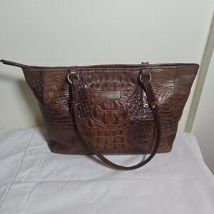 Brahmin Brown Leather Medium Asher CrocodileTote Bag